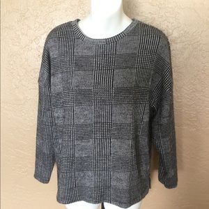 Zara Houndstooth Black White Sweater S